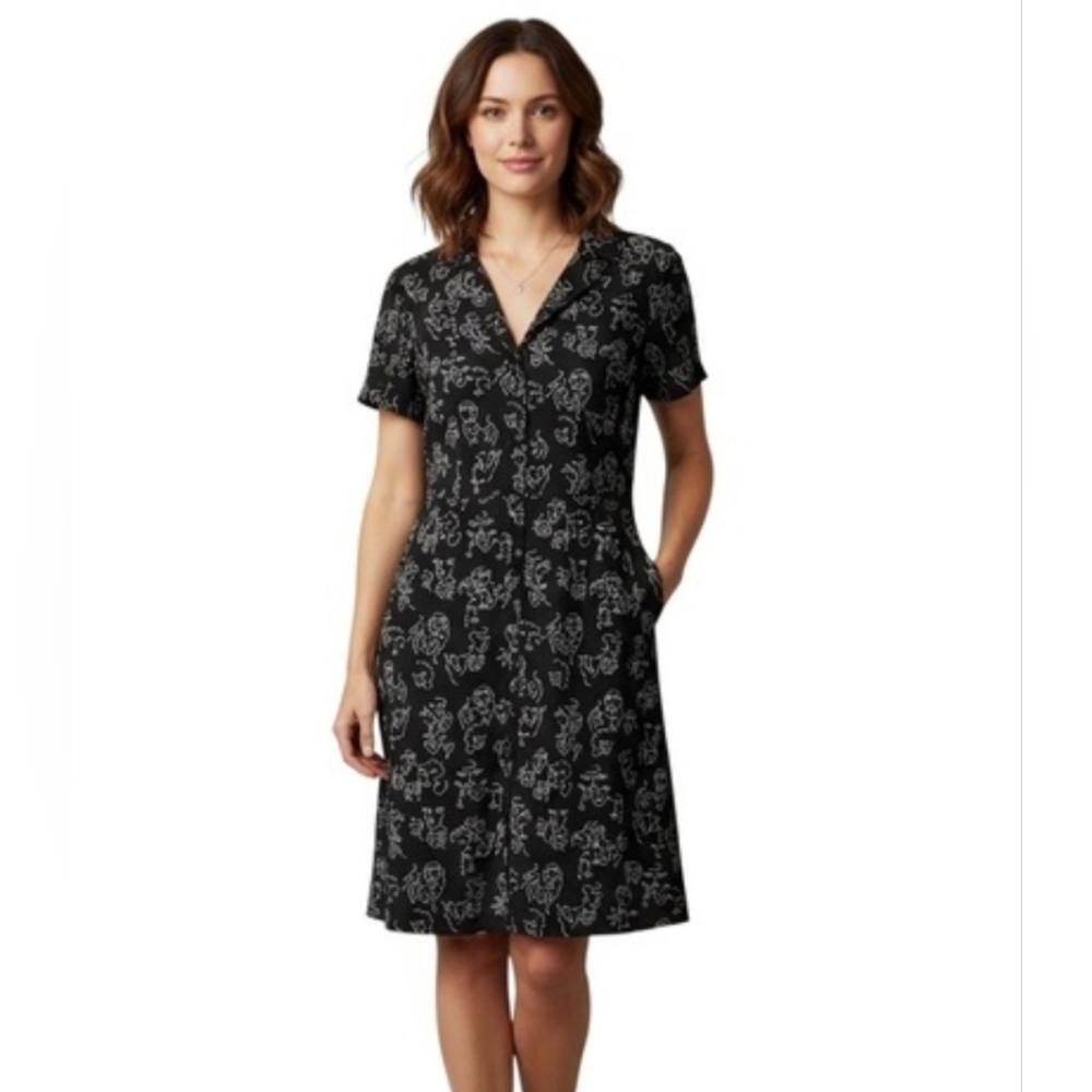 A New Day Black and White Patterned Mini Dress